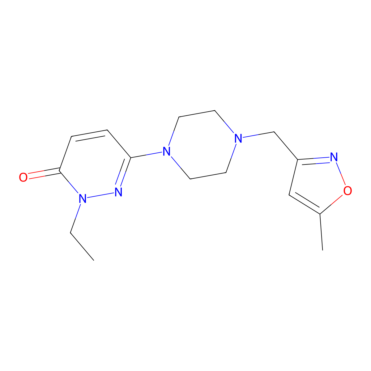 2-Ethyl-6-{4-[(5-methyl-1,2-oxazol-3-yl)methyl]piperazin-1-yl}-2,3-dihydropyridazin-3-one molecular structure, CAS 2770628-10-7