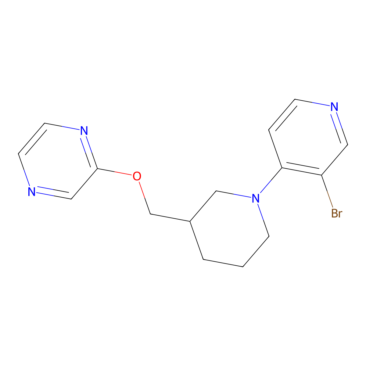 2-{[1-(3-Bromopyridin-4-yl)piperidin-3-yl]methoxy}pyrazine molecular structure, CAS 2770628-15-2