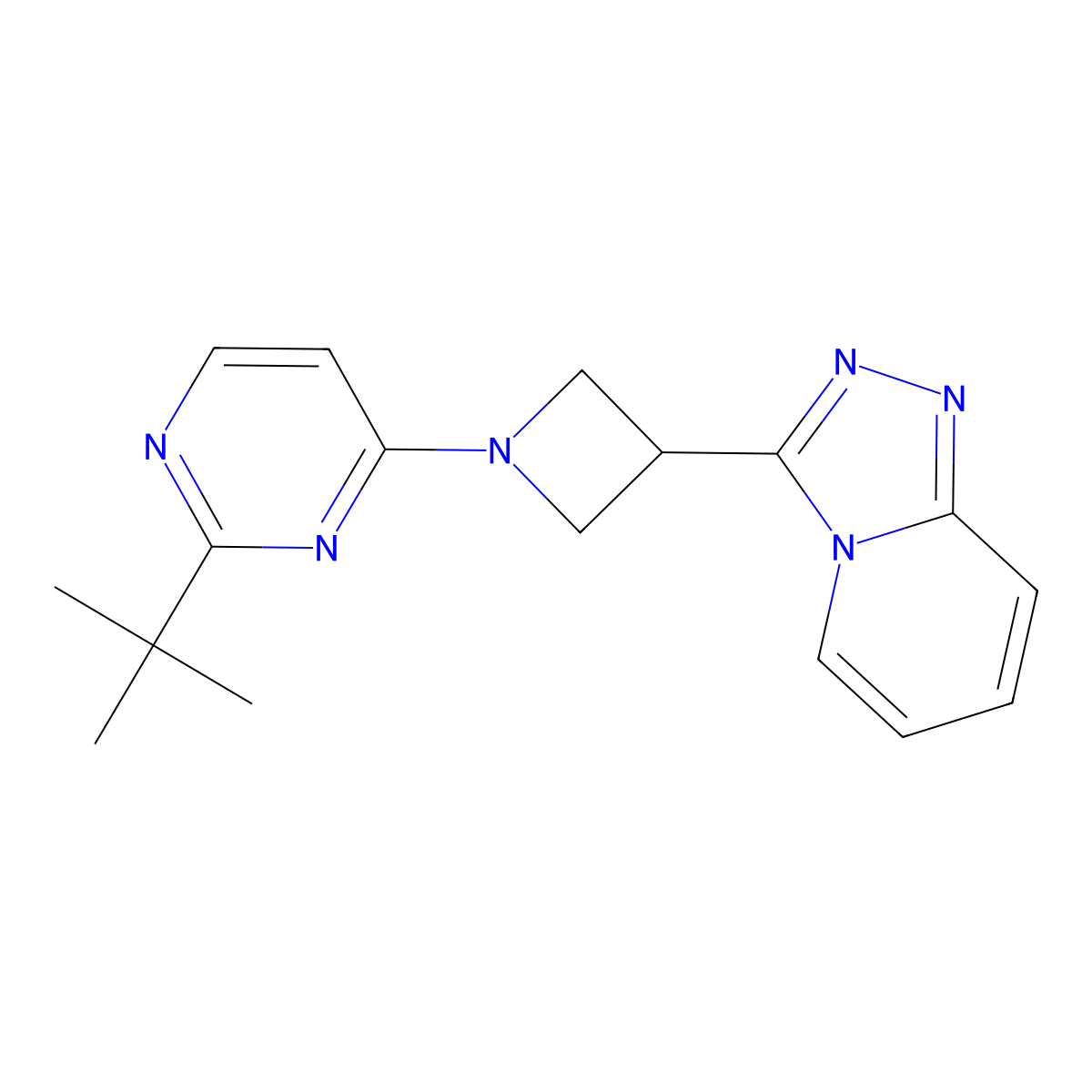 2-Tert-butyl-4-(3-{[1,2,4]triazolo[4,3-a]pyridin-3-yl}azetidin-1-yl)pyrimidine molecular structure, CAS 2770628-21-0