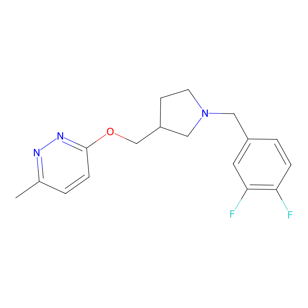3-({1-[(3,4-Difluorophenyl)methyl]pyrrolidin-3-yl}methoxy)-6-methylpyridazine molecular structure, CAS 2770628-23-2