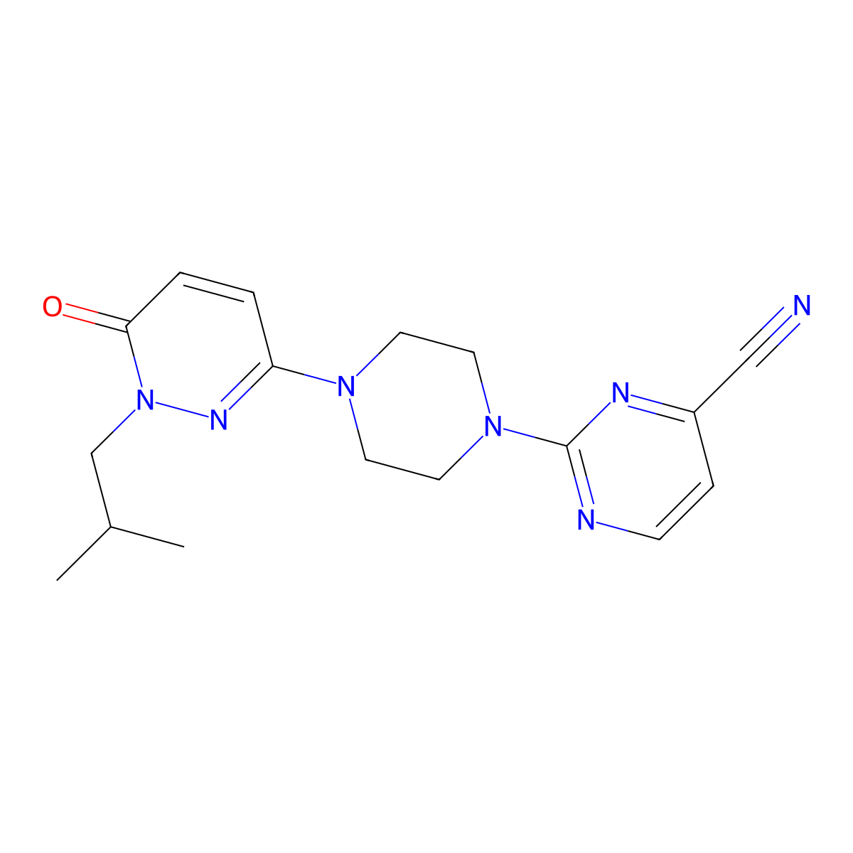 2-{4-[1-(2-Methylpropyl)-6-oxo-1,6-dihydropyridazin-3-yl]piperazin-1-yl}pyrimidine-4-carbonitrile molecular structure, CAS 2770628-25-4