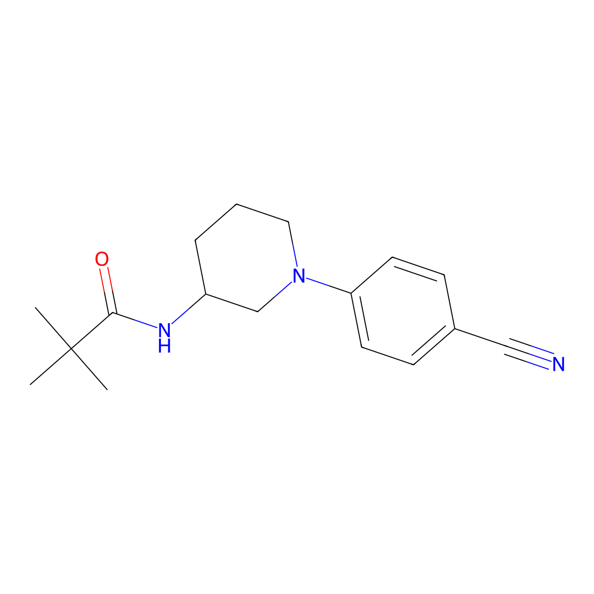 N-[1-(4-cyanophenyl)piperidin-3-yl]-2,2-dimethylpropanamide molecular structure, CAS 2770628-47-0