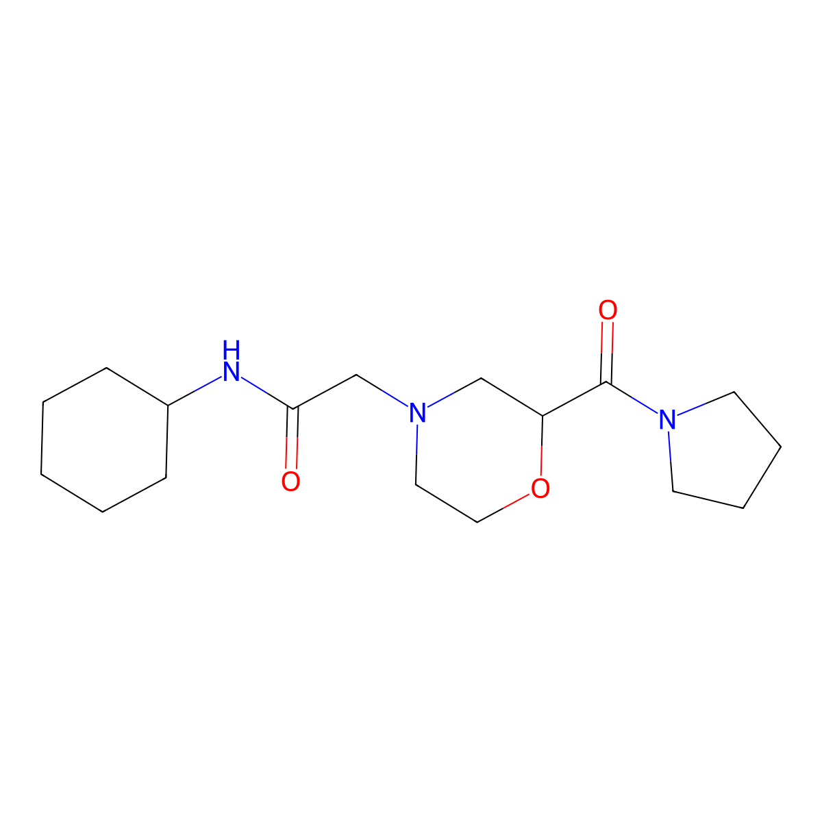 N-cyclohexyl-2-[2-(pyrrolidine-1-carbonyl)morpholin-4-yl]acetamide molecular structure, CAS 2770628-48-1