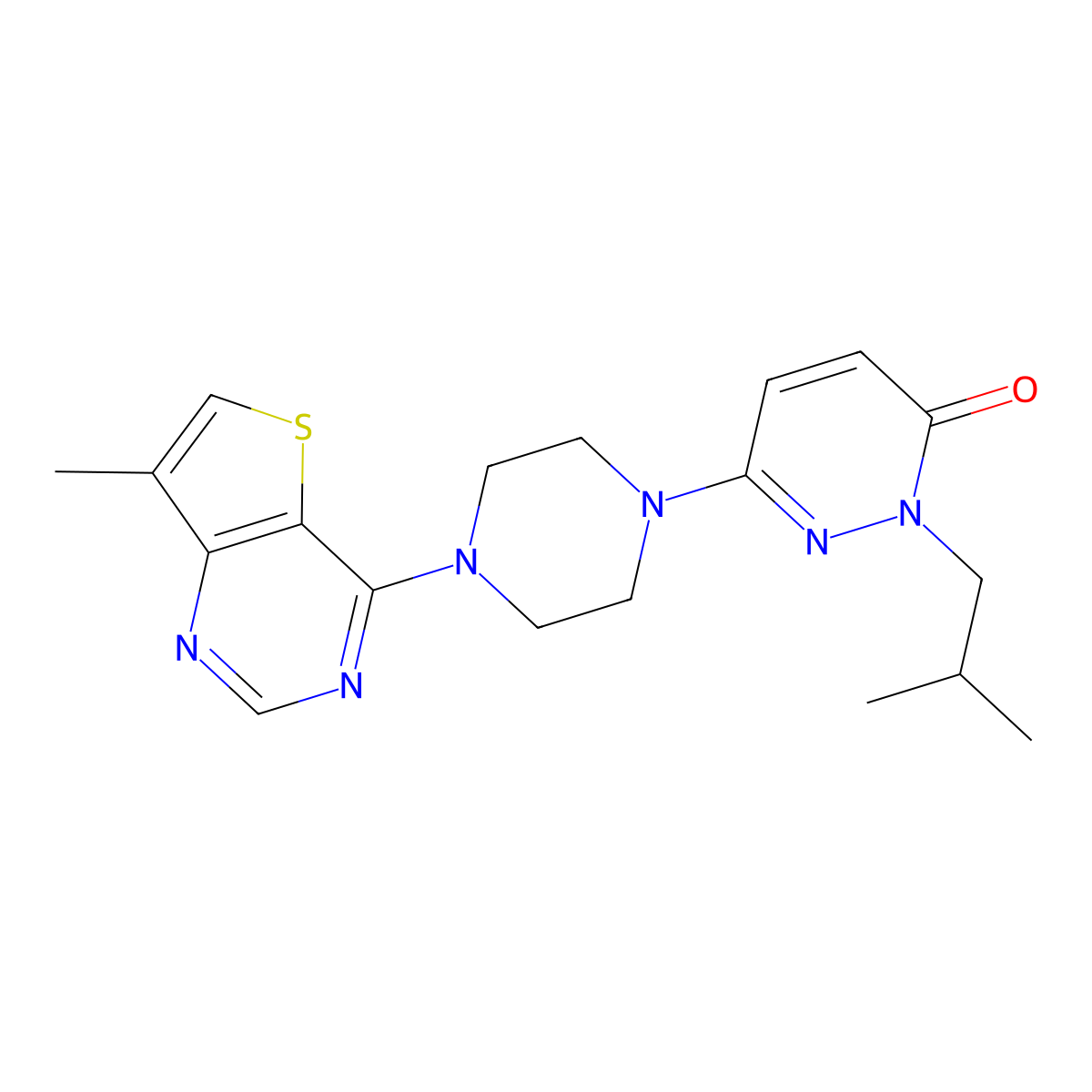 2-(2-Methylpropyl)-6-[4-(7-methylthieno[3,2-d]pyrimidin-4-yl)piperazin-1-yl]pyridazin-3-one molecular structure, CAS 2770628-49-2