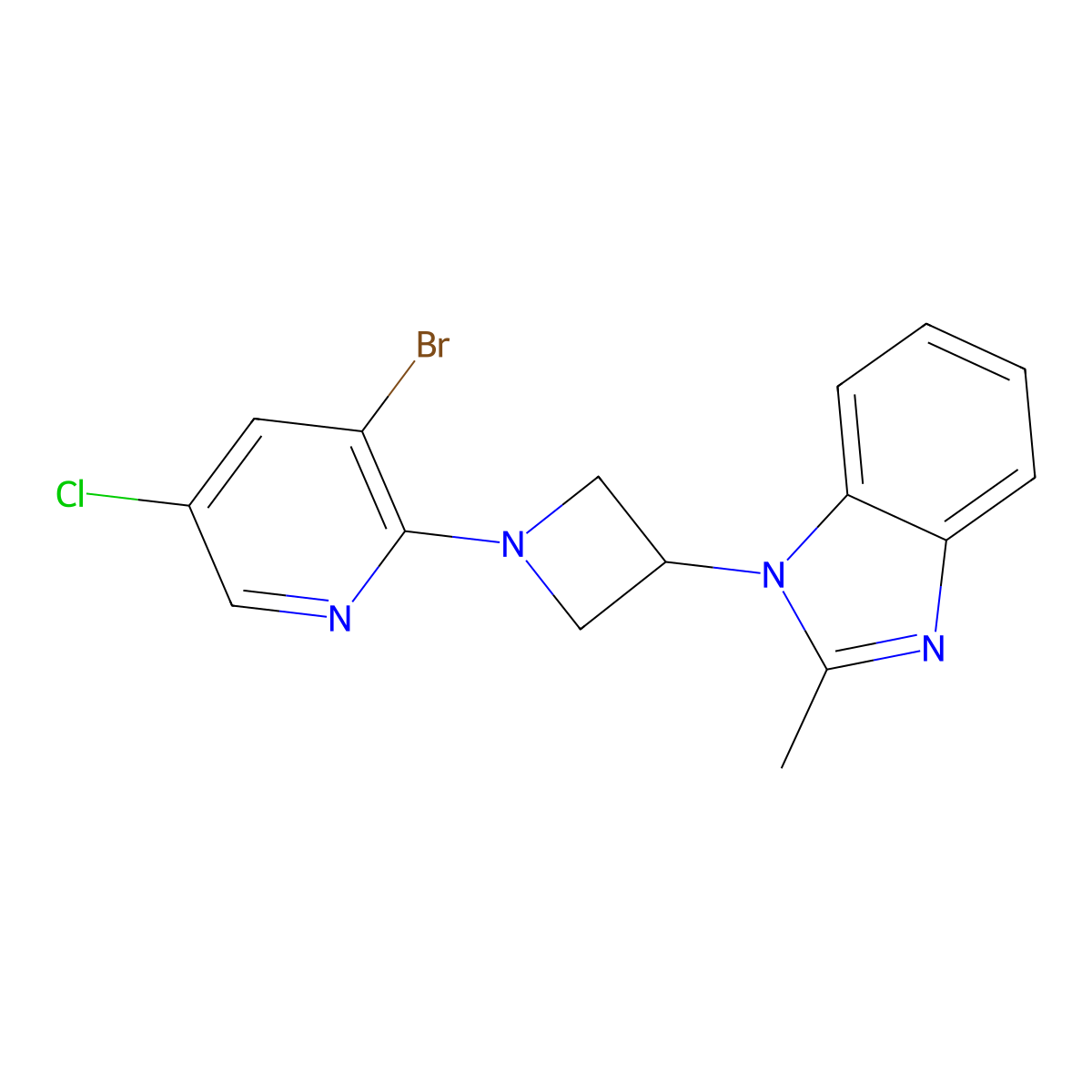 1-[1-(3-bromo-5-chloropyridin-2-yl)azetidin-3-yl]-2-methyl-1H-1,3-benzodiazole molecular structure, CAS 2770628-52-7