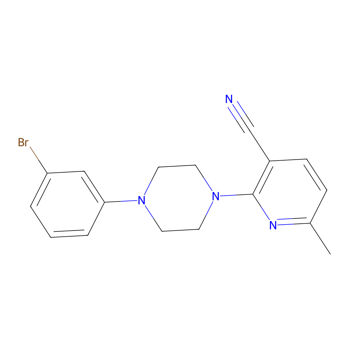 2-[4-(3-Bromophenyl)piperazin-1-yl]-6-methylpyridine-3-carbonitrile molecular structure, CAS 2770628-55-0