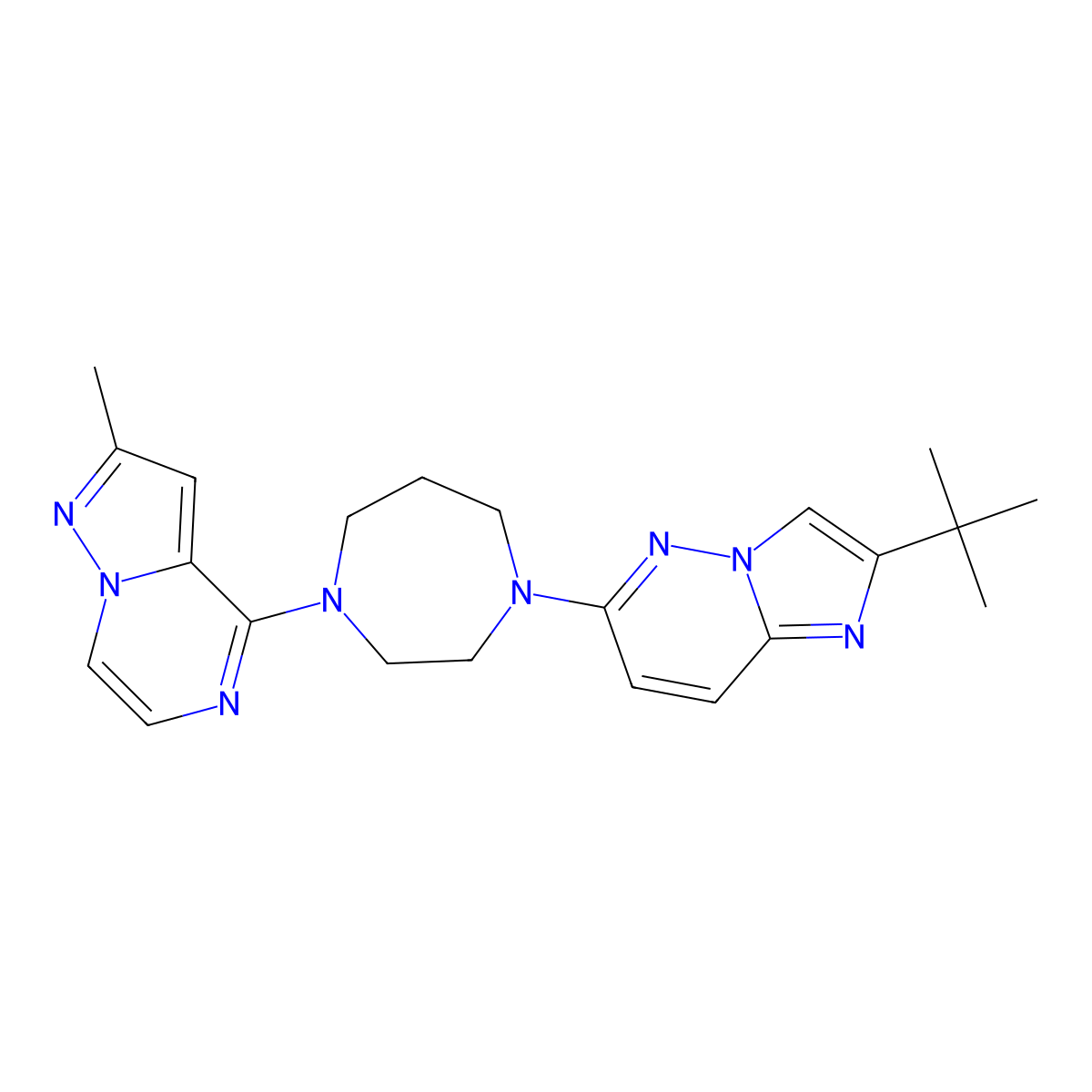 1-{2-Tert-butylimidazo[1,2-b]pyridazin-6-yl}-4-{2-methylpyrazolo[1,5-a]pyrazin-4-yl}-1,4-diazepane molecular structure, CAS 2770628-59-4