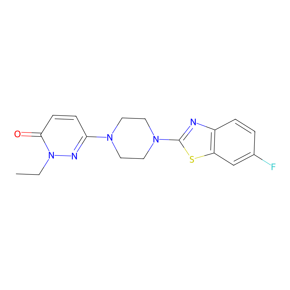 2-Ethyl-6-[4-(6-fluoro-1,3-benzothiazol-2-yl)piperazin-1-yl]-2,3-dihydropyridazin-3-one molecular structure, CAS 2770628-62-9