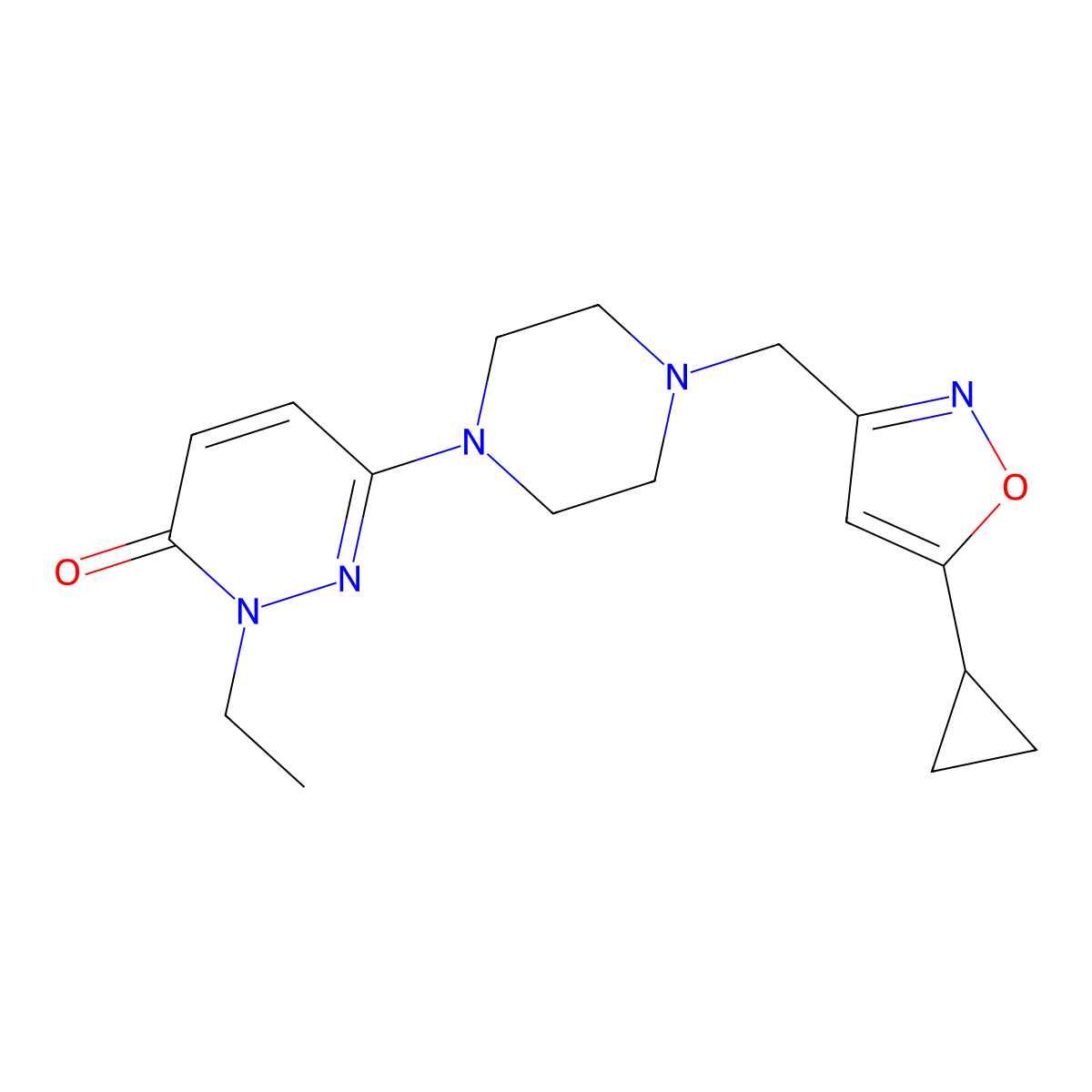 6-{4-[(5-Cyclopropyl-1,2-oxazol-3-yl)methyl]piperazin-1-yl}-2-ethyl-2,3-dihydropyridazin-3-one molecular structure, CAS 2770628-65-2