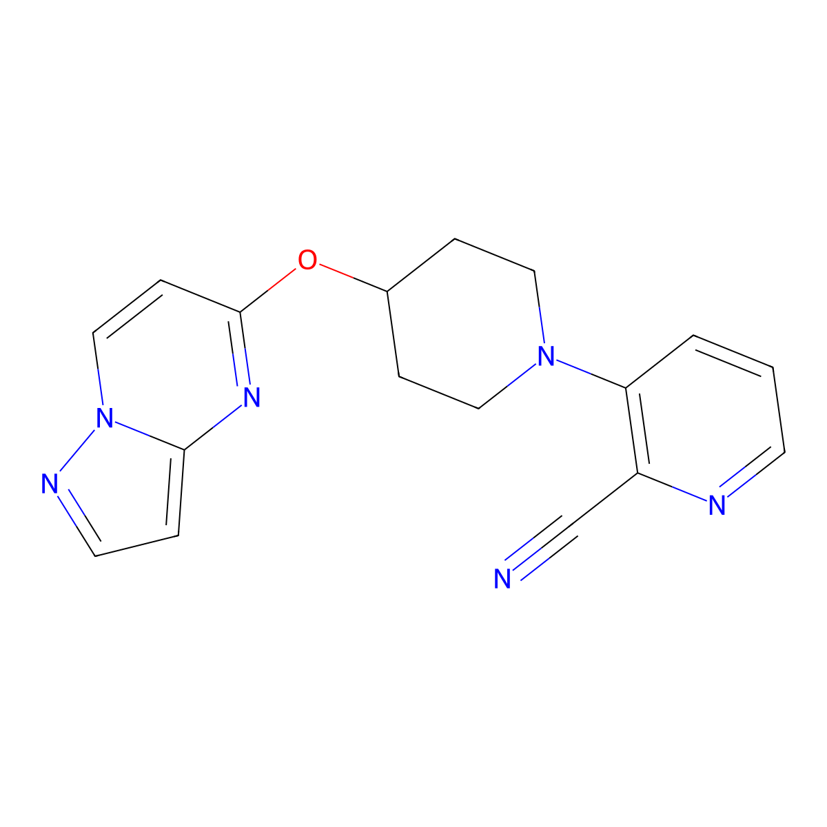 3-(4-{Pyrazolo[1,5-a]pyrimidin-5-yloxy}piperidin-1-yl)pyridine-2-carbonitrile molecular structure, CAS 2770628-68-5