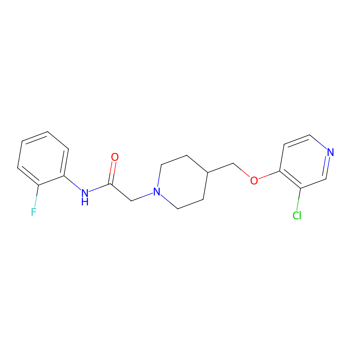 2-[4-[(3-chloropyridin-4-yl)oxymethyl]piperidin-1-yl]-N-(2-fluorophenyl)acetamide molecular structure, CAS 2770628-69-6