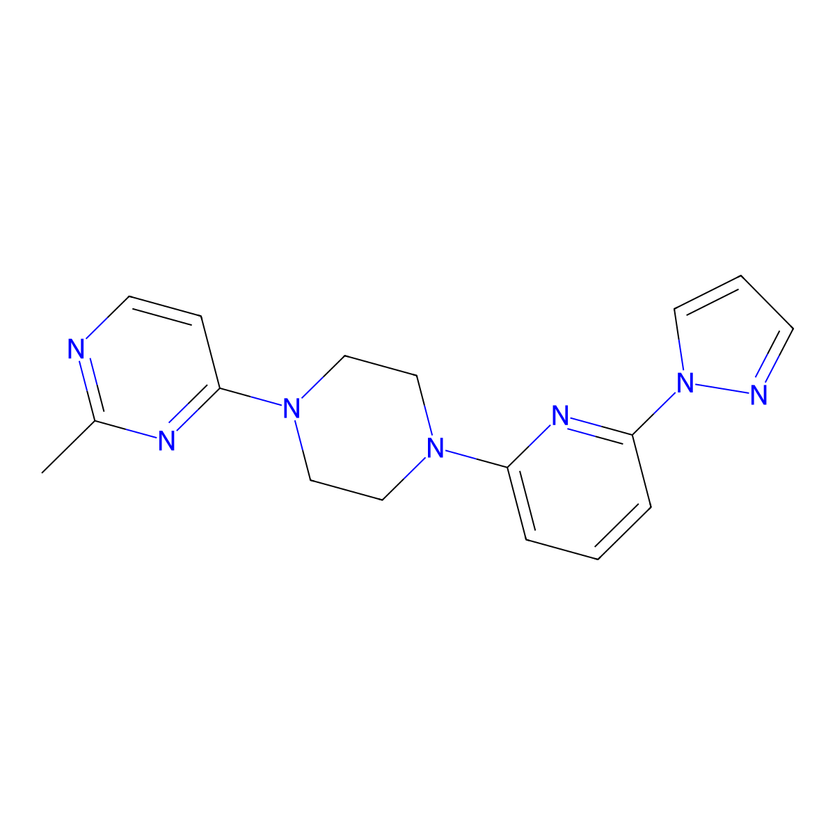 2-methyl-4-{4-[6-(1H-pyrazol-1-yl)pyridin-2-yl]piperazin-1-yl}pyrimidine molecular structure, CAS 2770628-70-9