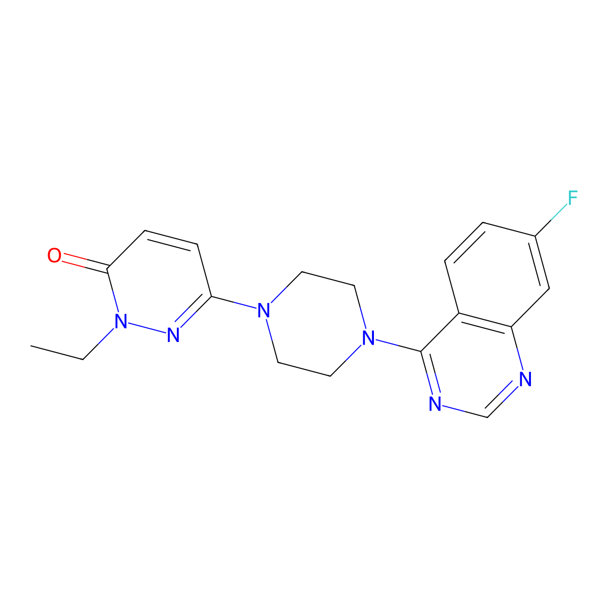2-Ethyl-6-[4-(7-fluoroquinazolin-4-yl)piperazin-1-yl]-2,3-dihydropyridazin-3-one molecular structure, CAS 2770628-72-1