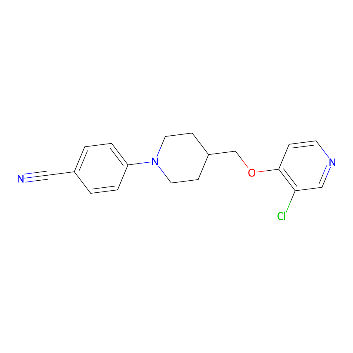 4-(4-{[(3-Chloropyridin-4-yl)oxy]methyl}piperidin-1-yl)benzonitrile molecular structure, CAS 2770628-74-3