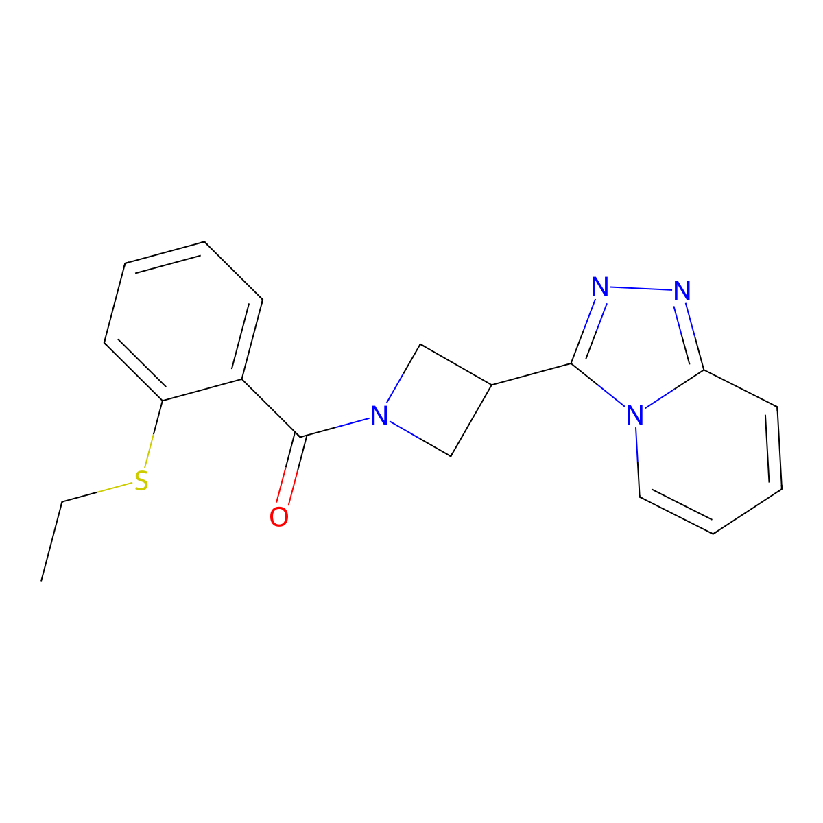 1-[2-(Ethylsulfanyl)benzoyl]-3-{[1,2,4]triazolo[4,3-a]pyridin-3-yl}azetidine molecular structure, CAS 2770628-77-6