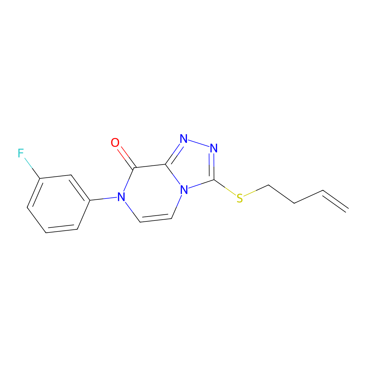 3-(but-3-en-1-ylsulfanyl)-7-(3-fluorophenyl)-7H,8H-[1,2,4]triazolo[4,3-a]pyrazin-8-one molecular structure, CAS 2770628-80-1