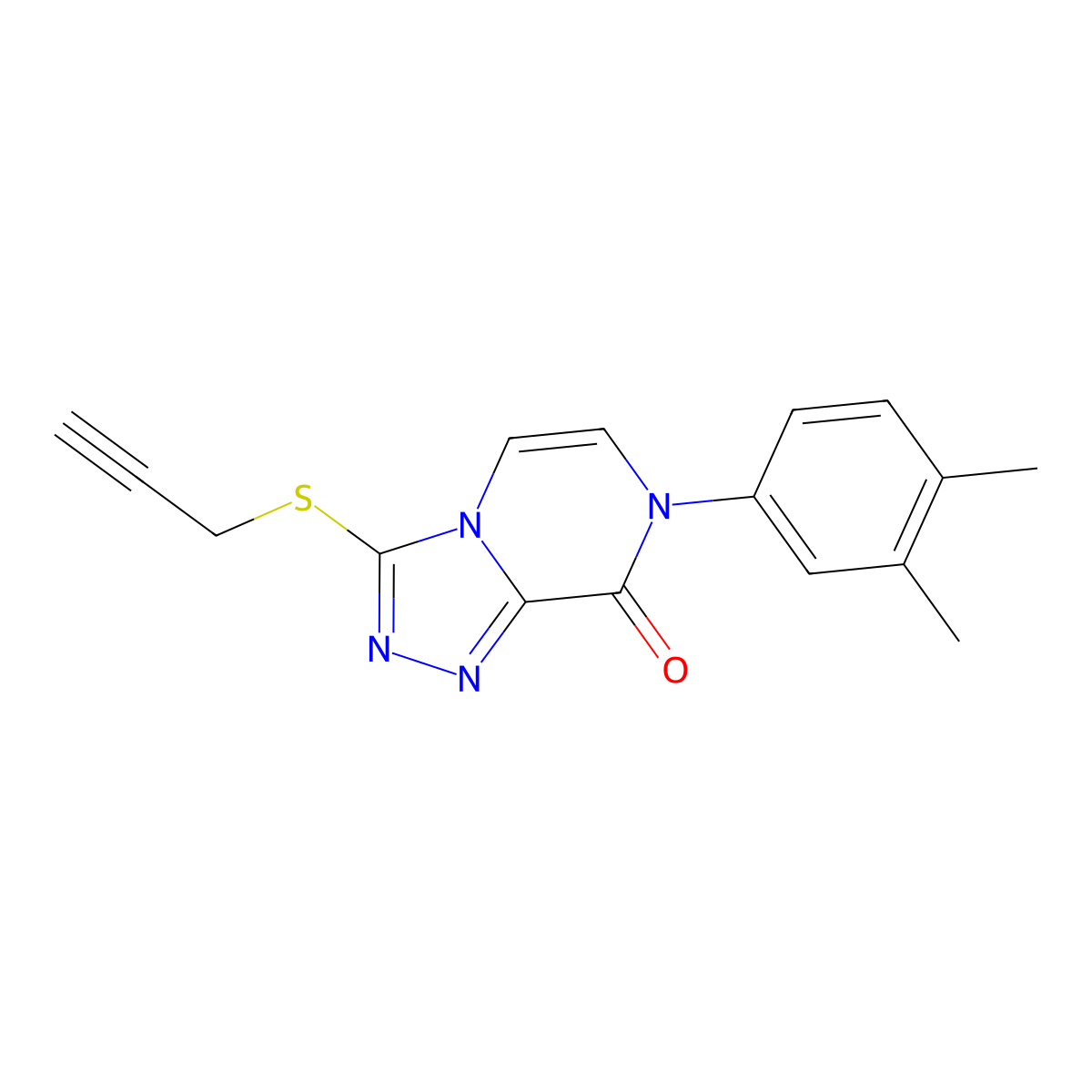 7-(3,4-dimethylphenyl)-3-(prop-2-yn-1-ylsulfanyl)-7H,8H-[1,2,4]triazolo[4,3-a]pyrazin-8-one molecular structure, CAS 2770628-81-2