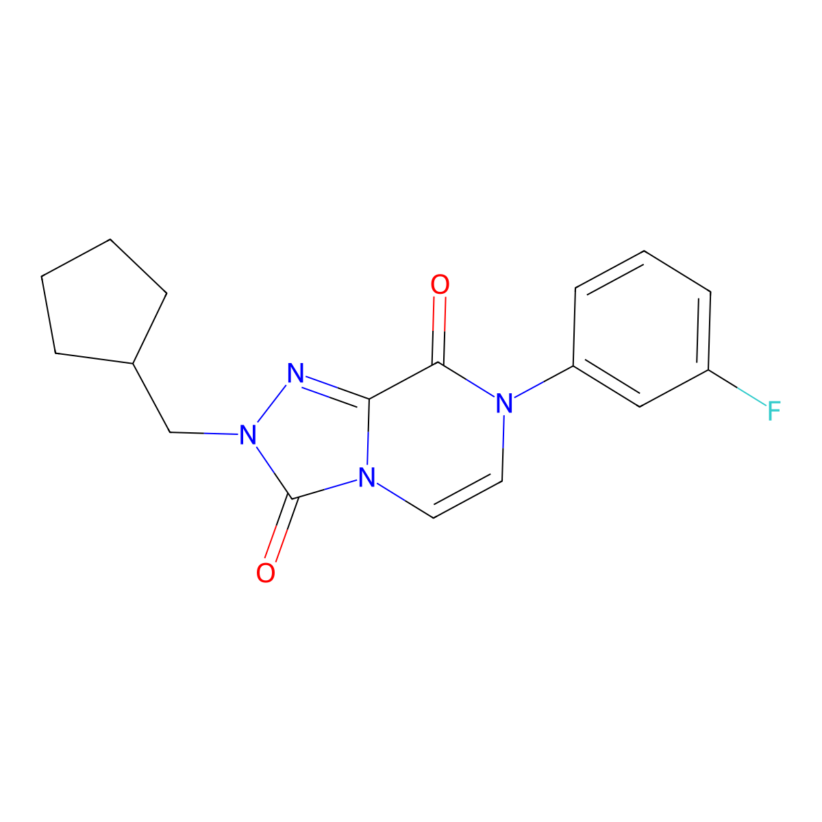 2-(cyclopentylmethyl)-7-(3-fluorophenyl)-2H,3H,7H,8H-[1,2,4]triazolo[4,3-a]pyrazine-3,8-dione molecular structure, CAS 2770628-83-4