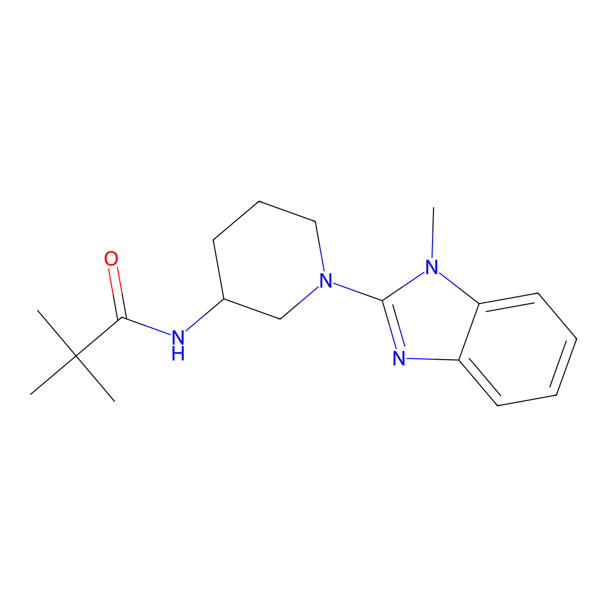 2,2-dimethyl-N-[1-(1-methyl-1H-1,3-benzodiazol-2-yl)piperidin-3-yl]propanamide molecular structure, CAS 2770628-86-7