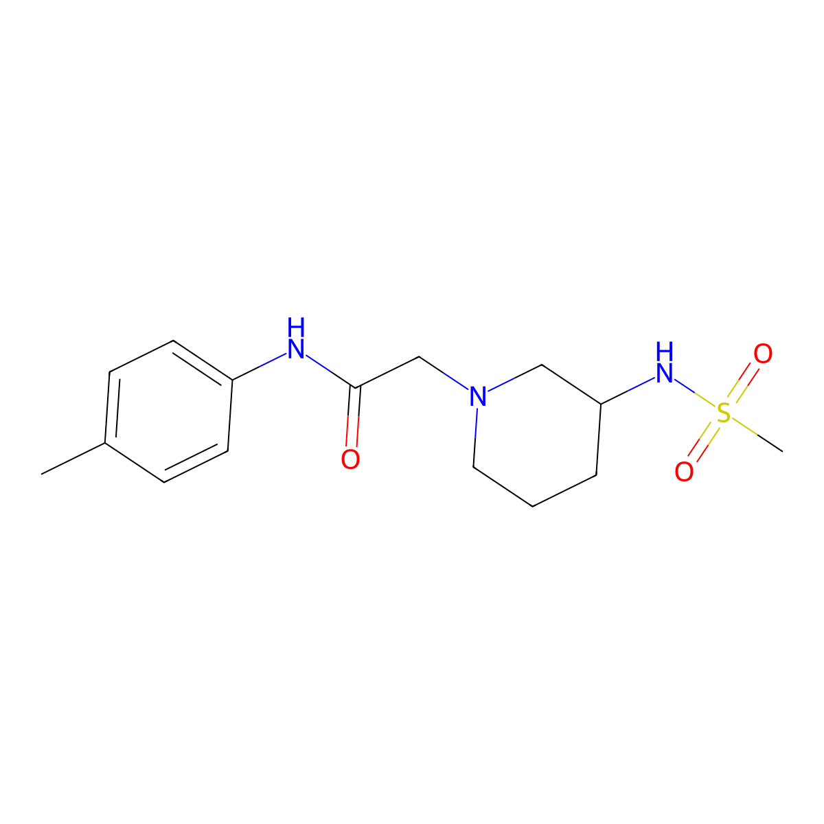2-(3-methanesulfonamidopiperidin-1-yl)-N-(4-methylphenyl)acetamide molecular structure, CAS 2770628-93-6