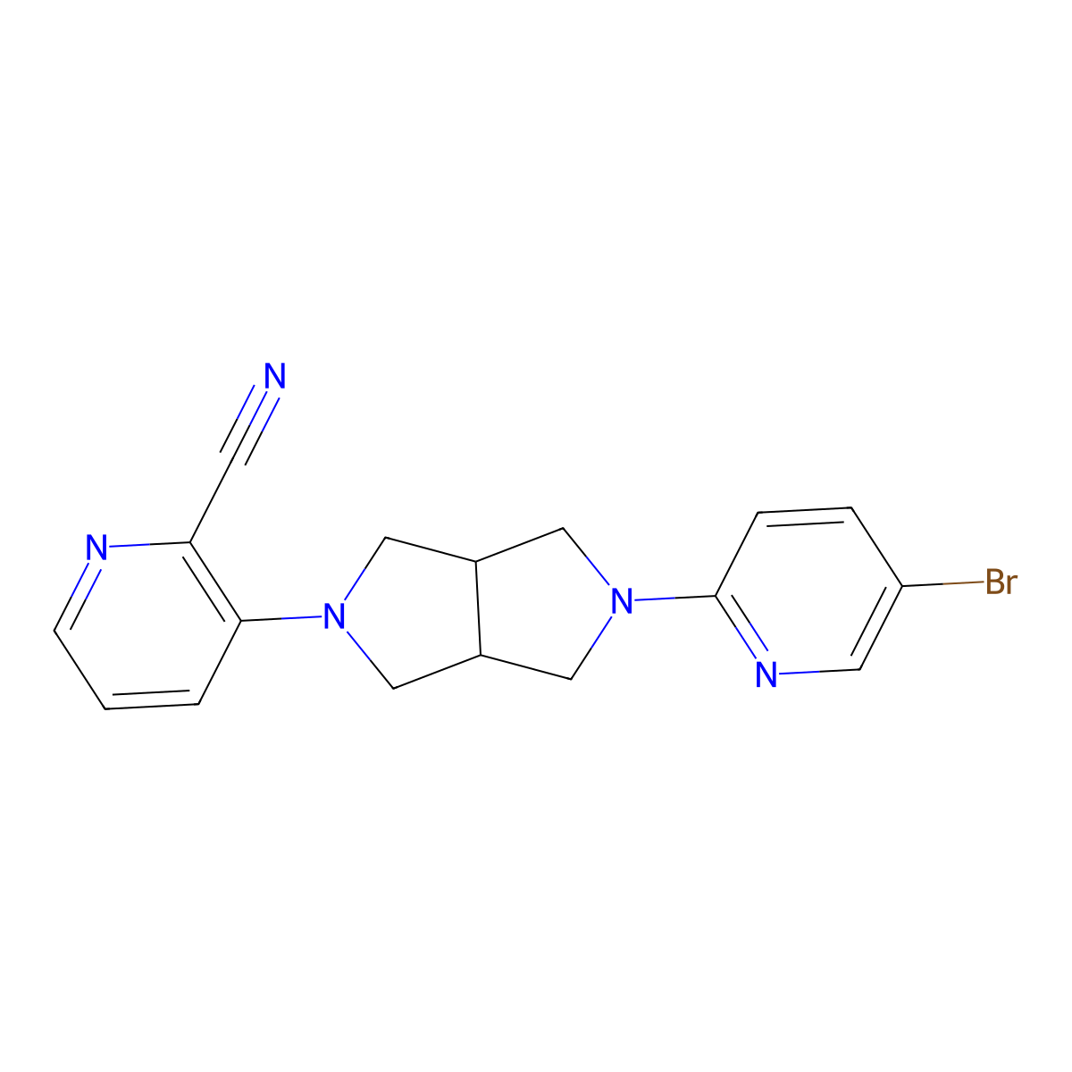 3-[5-(5-Bromopyridin-2-yl)-octahydropyrrolo[3,4-c]pyrrol-2-yl]pyridine-2-carbonitrile molecular structure, CAS 2770628-94-7