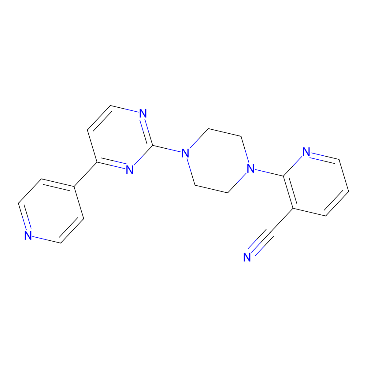 2-{4-[4-(Pyridin-4-yl)pyrimidin-2-yl]piperazin-1-yl}pyridine-3-carbonitrile molecular structure, CAS 2770628-97-0
