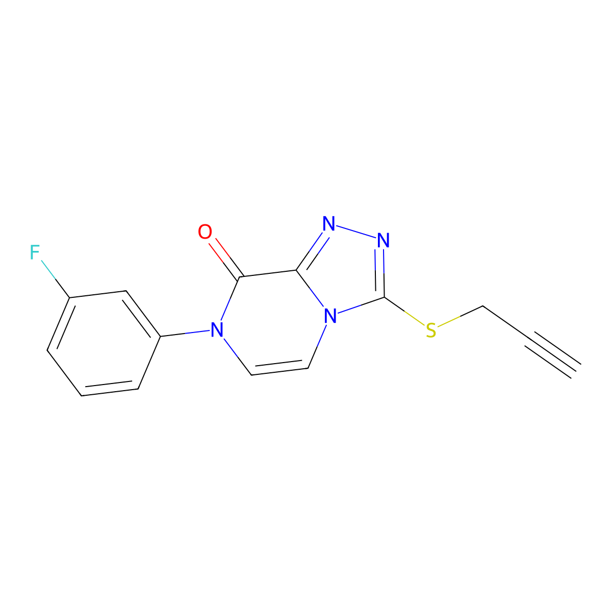 7-(3-fluorophenyl)-3-(prop-2-yn-1-ylsulfanyl)-7H,8H-[1,2,4]triazolo[4,3-a]pyrazin-8-one molecular structure, CAS 2770629-07-5