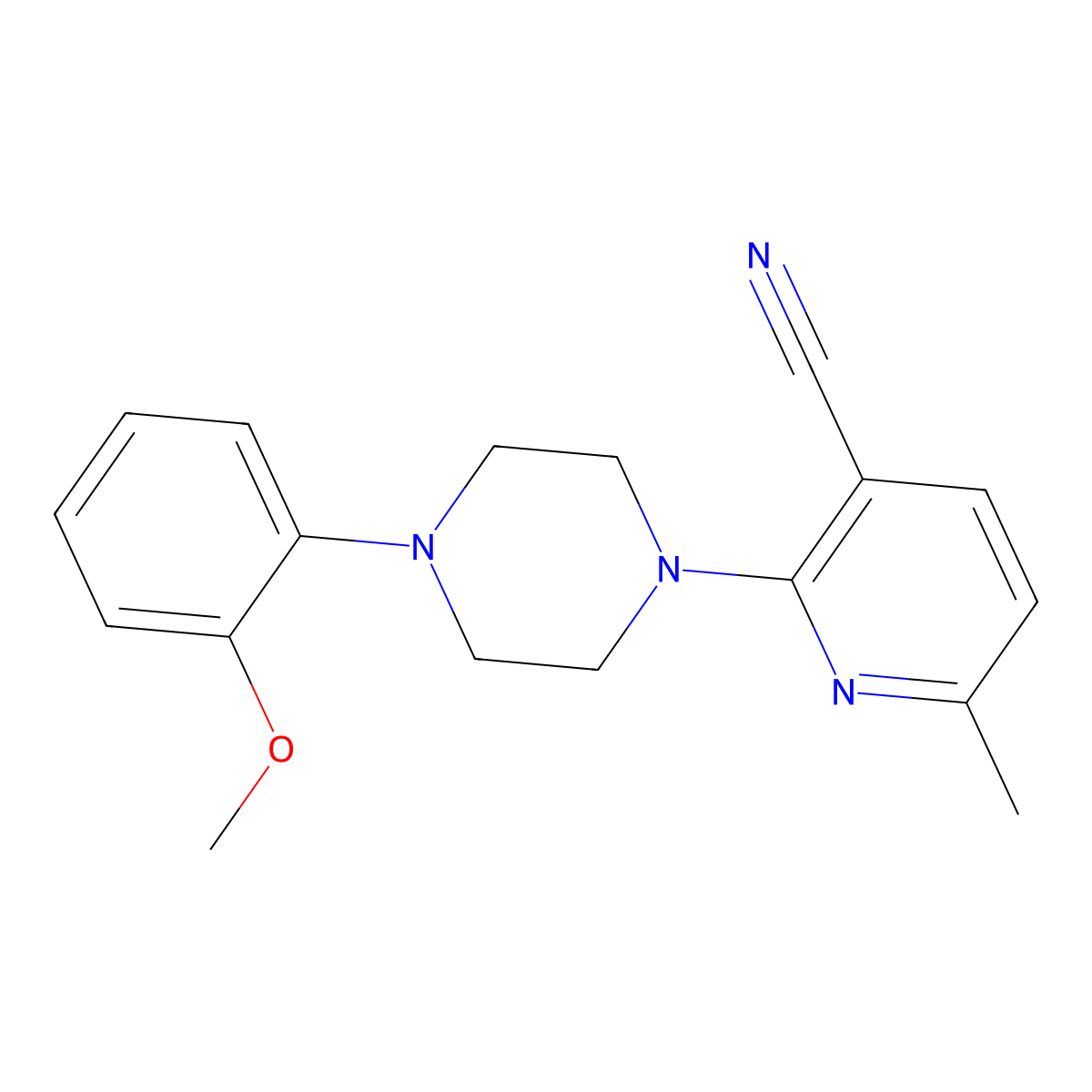 2-[4-(2-Methoxyphenyl)piperazin-1-yl]-6-methylpyridine-3-carbonitrile molecular structure, CAS 2770629-12-2