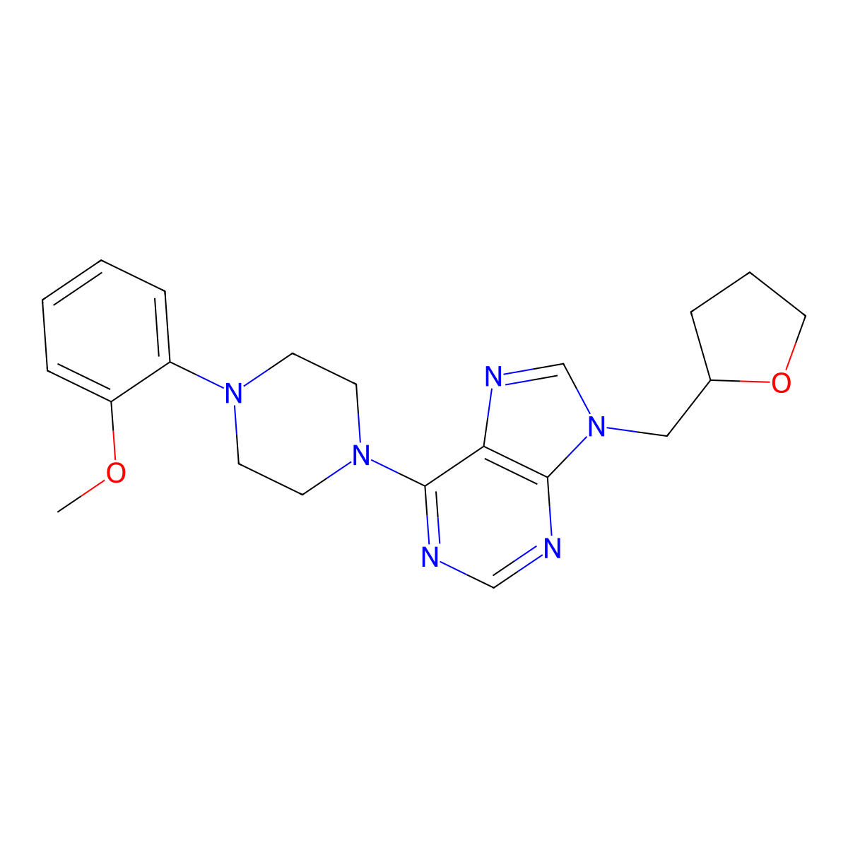 6-[4-(2-methoxyphenyl)piperazin-1-yl]-9-[(oxolan-2-yl)methyl]-9H-purine molecular structure, CAS 2770629-17-7