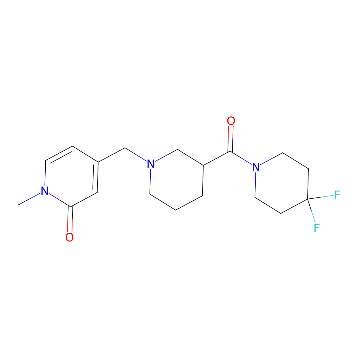 4-{[3-(4,4-Difluoropiperidine-1-carbonyl)piperidin-1-yl]methyl}-1-methyl-1,2-dihydropyridin-2-one molecular structure, CAS 2770629-19-9