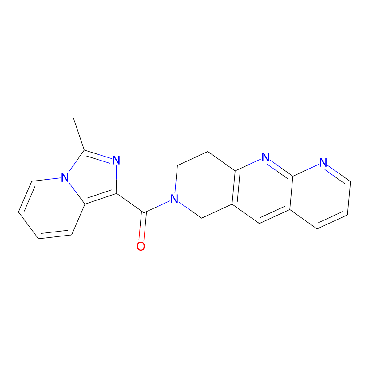 3-methyl-1-{6H,7H,8H,9H-pyrido[2,3-b]1,6-naphthyridine-7-carbonyl}imidazo[1,5-a]pyridine molecular structure, CAS 2770629-22-4
