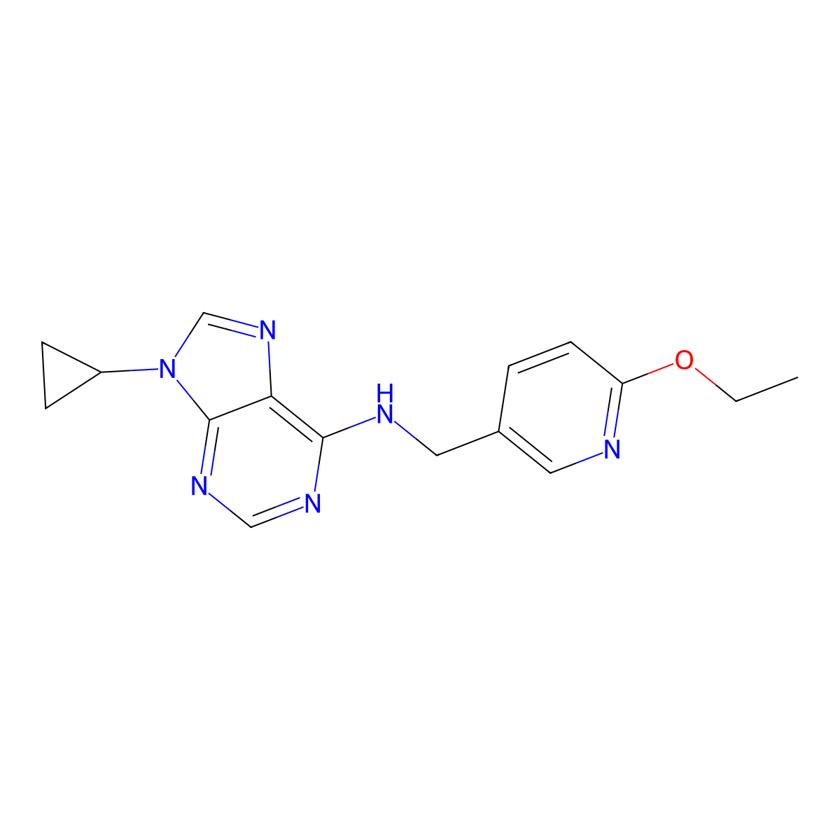 9-cyclopropyl-N-[(6-ethoxypyridin-3-yl)methyl]-9H-purin-6-amine molecular structure, CAS 2770629-23-5