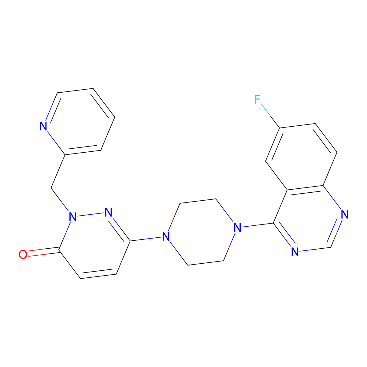 6-[4-(6-Fluoroquinazolin-4-yl)piperazin-1-yl]-2-[(pyridin-2-yl)methyl]-2,3-dihydropyridazin-3-one molecular structure, CAS 2770629-25-7