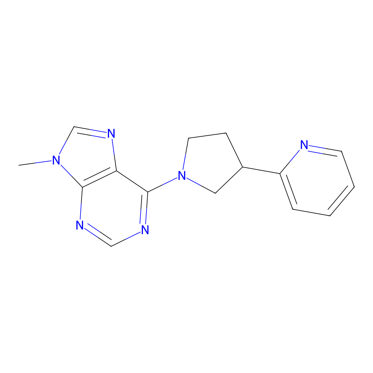 9-methyl-6-[3-(pyridin-2-yl)pyrrolidin-1-yl]-9H-purine molecular structure, CAS 2770629-44-0