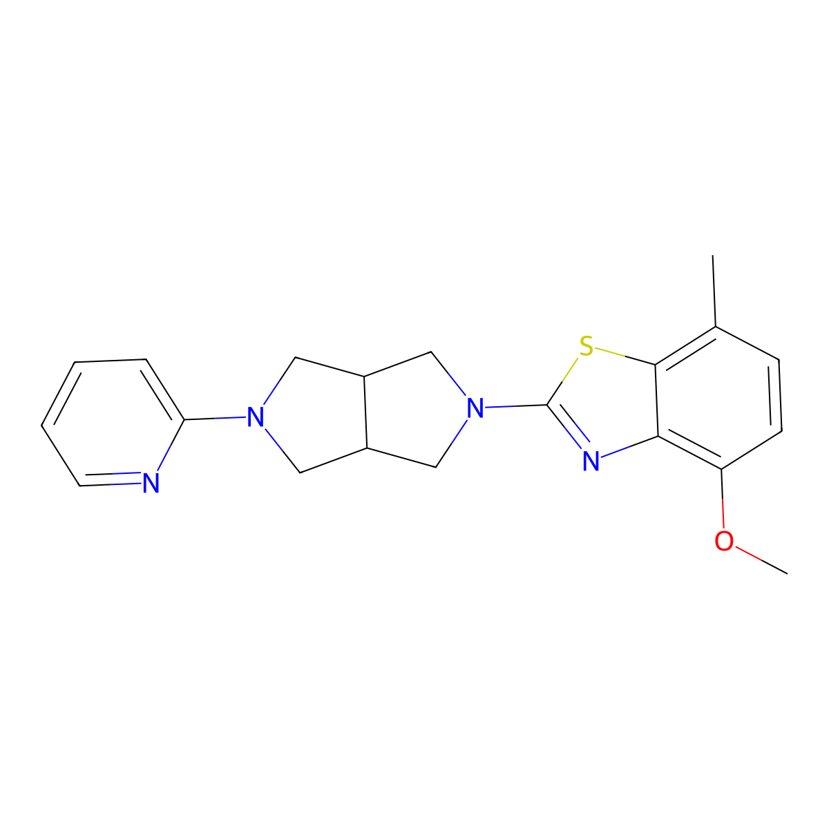 4-Methoxy-7-methyl-2-[5-(pyridin-2-yl)-octahydropyrrolo[3,4-c]pyrrol-2-yl]-1,3-benzothiazole molecular structure, CAS 2770629-47-3