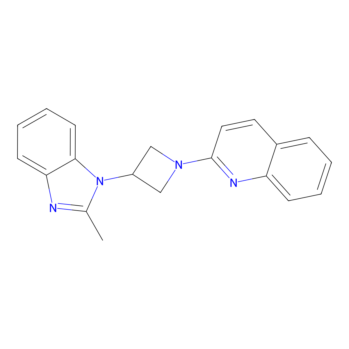 2-[3-(2-methyl-1H-1,3-benzodiazol-1-yl)azetidin-1-yl]quinoline molecular structure, CAS 2770629-50-8