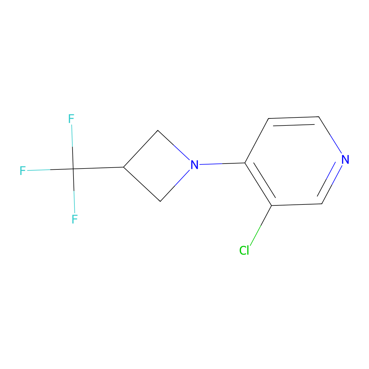 3-Chloro-4-[3-(trifluoromethyl)azetidin-1-yl]pyridine molecular structure, CAS 2770629-57-5