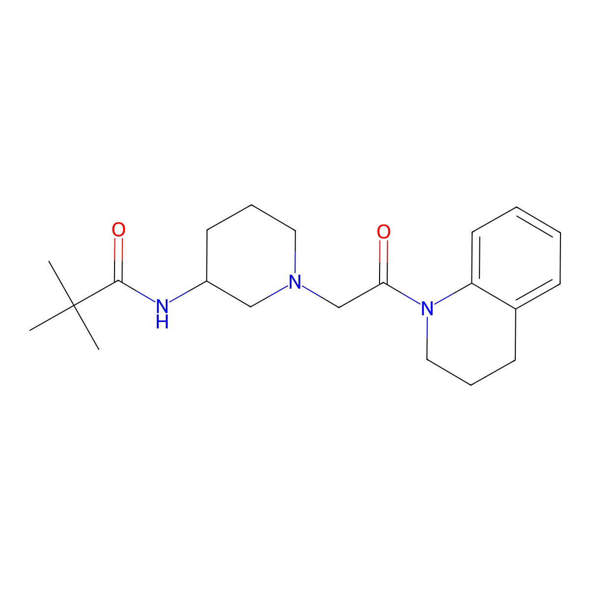 2,2-dimethyl-N-{1-[2-oxo-2-(1,2,3,4-tetrahydroquinolin-1-yl)ethyl]piperidin-3-yl}propanamide molecular structure, CAS 2770629-58-6