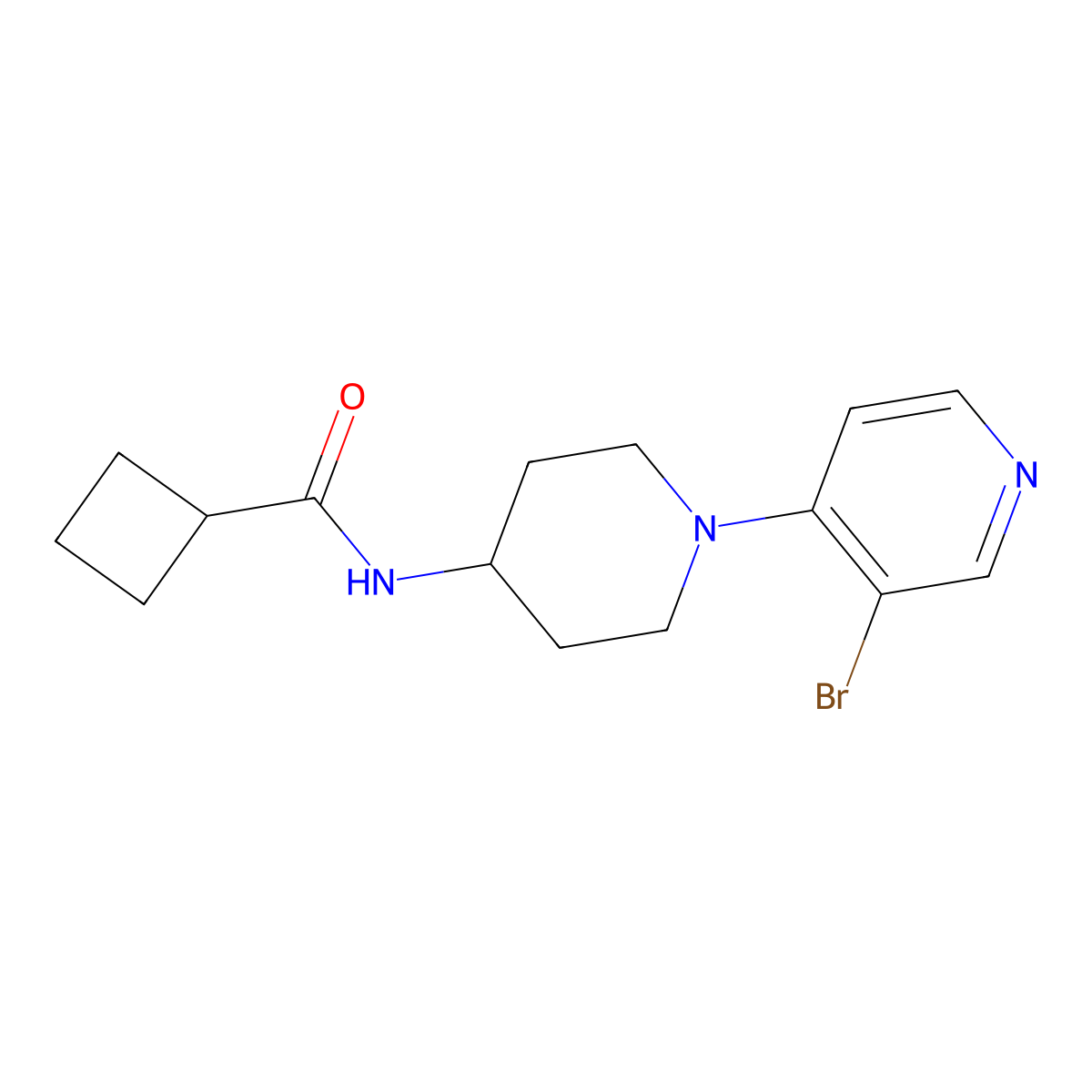 N-[1-(3-bromopyridin-4-yl)piperidin-4-yl]cyclobutanecarboxamide molecular structure, CAS 2770629-60-0