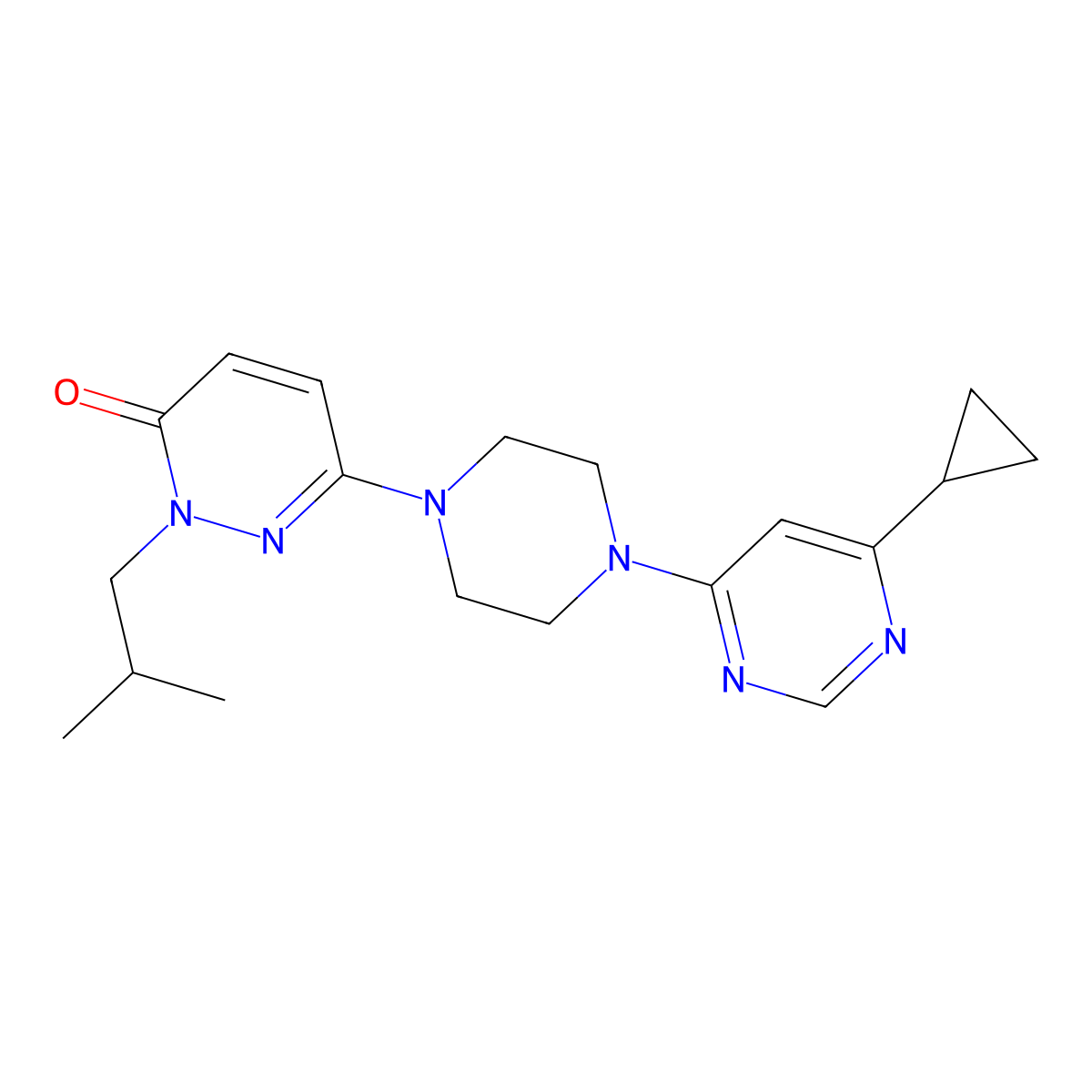 6-[4-(6-Cyclopropylpyrimidin-4-yl)piperazin-1-yl]-2-(2-methylpropyl)-2,3-dihydropyridazin-3-one molecular structure, CAS 2770629-65-5