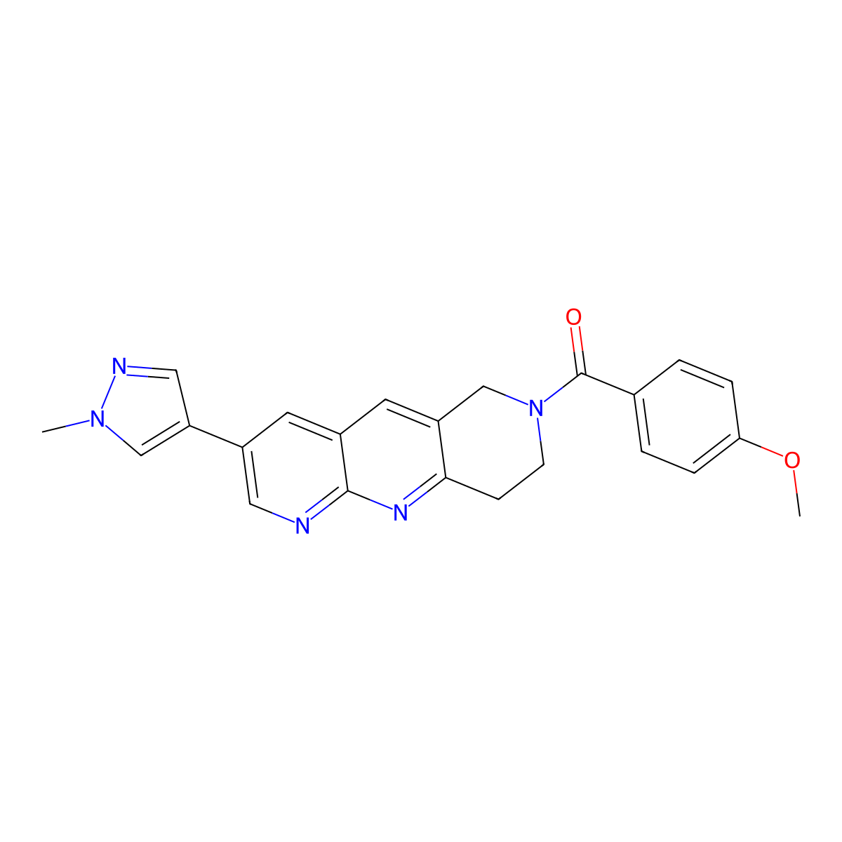 4-[7-(4-methoxybenzoyl)-6H,7H,8H,9H-pyrido[2,3-b]1,6-naphthyridin-3-yl]-1-methyl-1H-pyrazole molecular structure, CAS 2770629-71-3