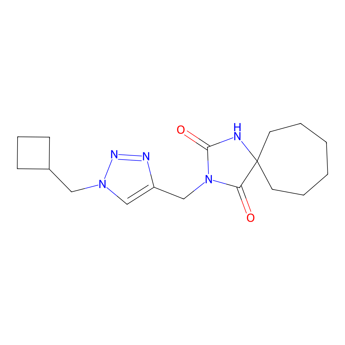 3-{[1-(cyclobutylmethyl)-1H-1,2,3-triazol-4-yl]methyl}-1,3-diazaspiro[4.6]undecane-2,4-dione molecular structure, CAS 2770629-74-6
