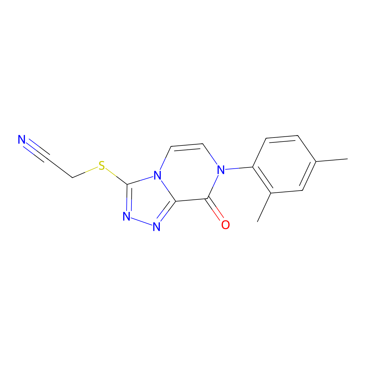 2-{[7-(2,4-dimethylphenyl)-8-oxo-7H,8H-[1,2,4]triazolo[4,3-a]pyrazin-3-yl]sulfanyl}acetonitrile molecular structure, CAS 2770629-75-7