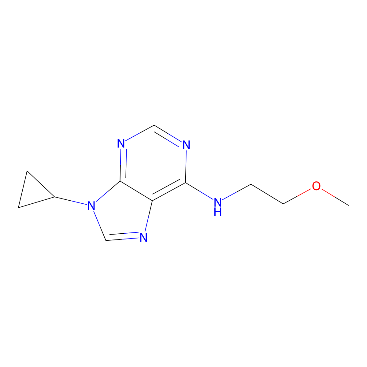 9-cyclopropyl-N-(2-methoxyethyl)-9H-purin-6-amine molecular structure, CAS 2770629-77-9