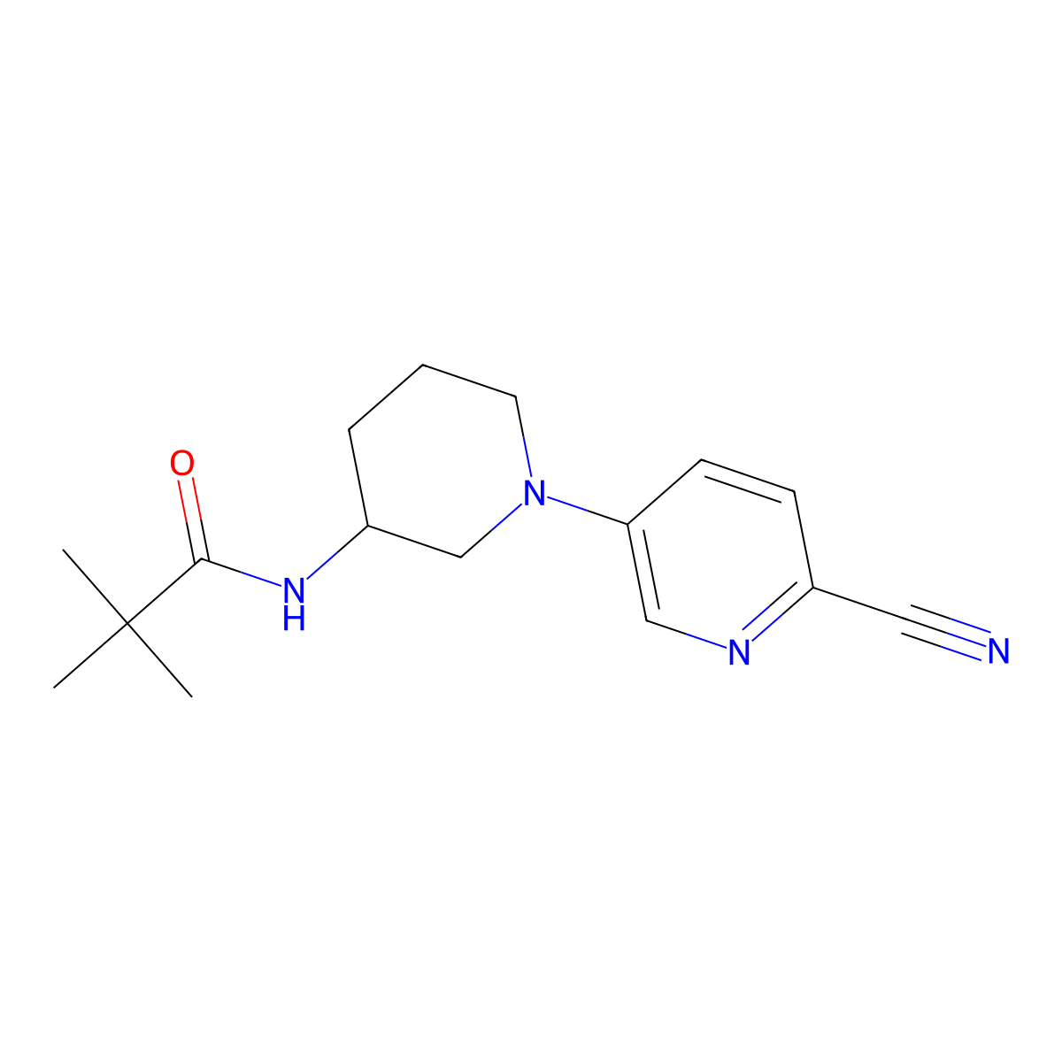 N-[1-(6-cyanopyridin-3-yl)piperidin-3-yl]-2,2-dimethylpropanamide molecular structure, CAS 2770629-79-1