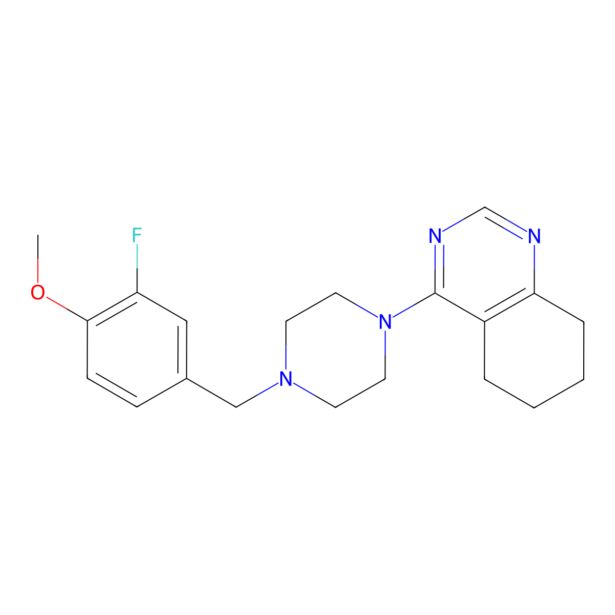 4-{4-[(3-Fluoro-4-methoxyphenyl)methyl]piperazin-1-yl}-5,6,7,8-tetrahydroquinazoline molecular structure, CAS 2770629-85-9