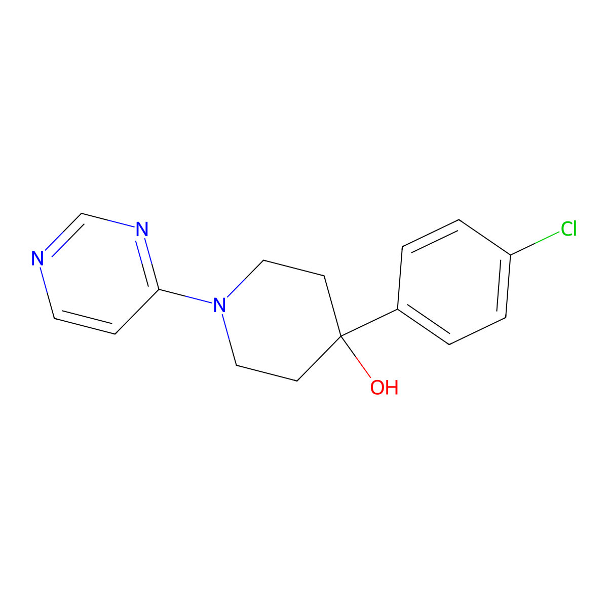 4-(4-Chlorophenyl)-1-(pyrimidin-4-yl)piperidin-4-ol molecular structure, CAS 2770629-88-2