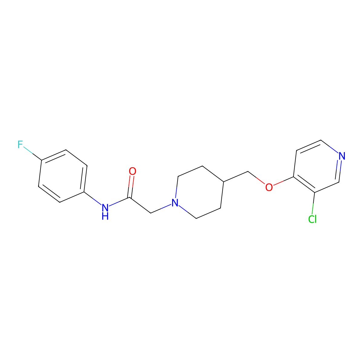 2-[4-[(3-chloropyridin-4-yl)oxymethyl]piperidin-1-yl]-N-(4-fluorophenyl)acetamide molecular structure, CAS 2770629-89-3