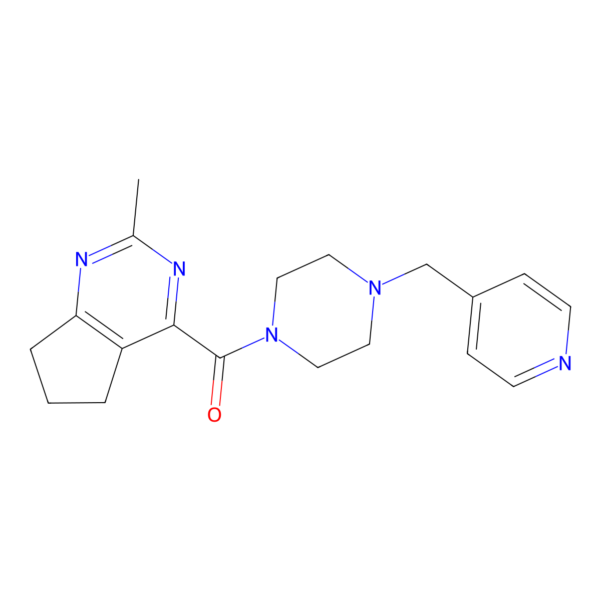 1-{2-methyl-5H,6H,7H-cyclopenta[d]pyrimidine-4-carbonyl}-4-[(pyridin-4-yl)methyl]piperazine molecular structure, CAS 2770629-90-6