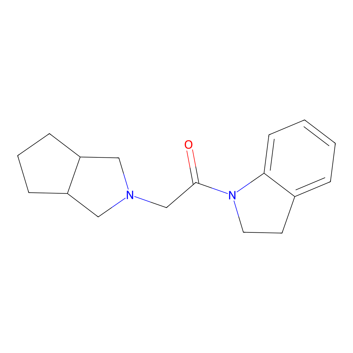 1-(2,3-dihydro-1H-indol-1-yl)-2-{octahydrocyclopenta[c]pyrrol-2-yl}ethan-1-one molecular structure, CAS 2770629-92-8